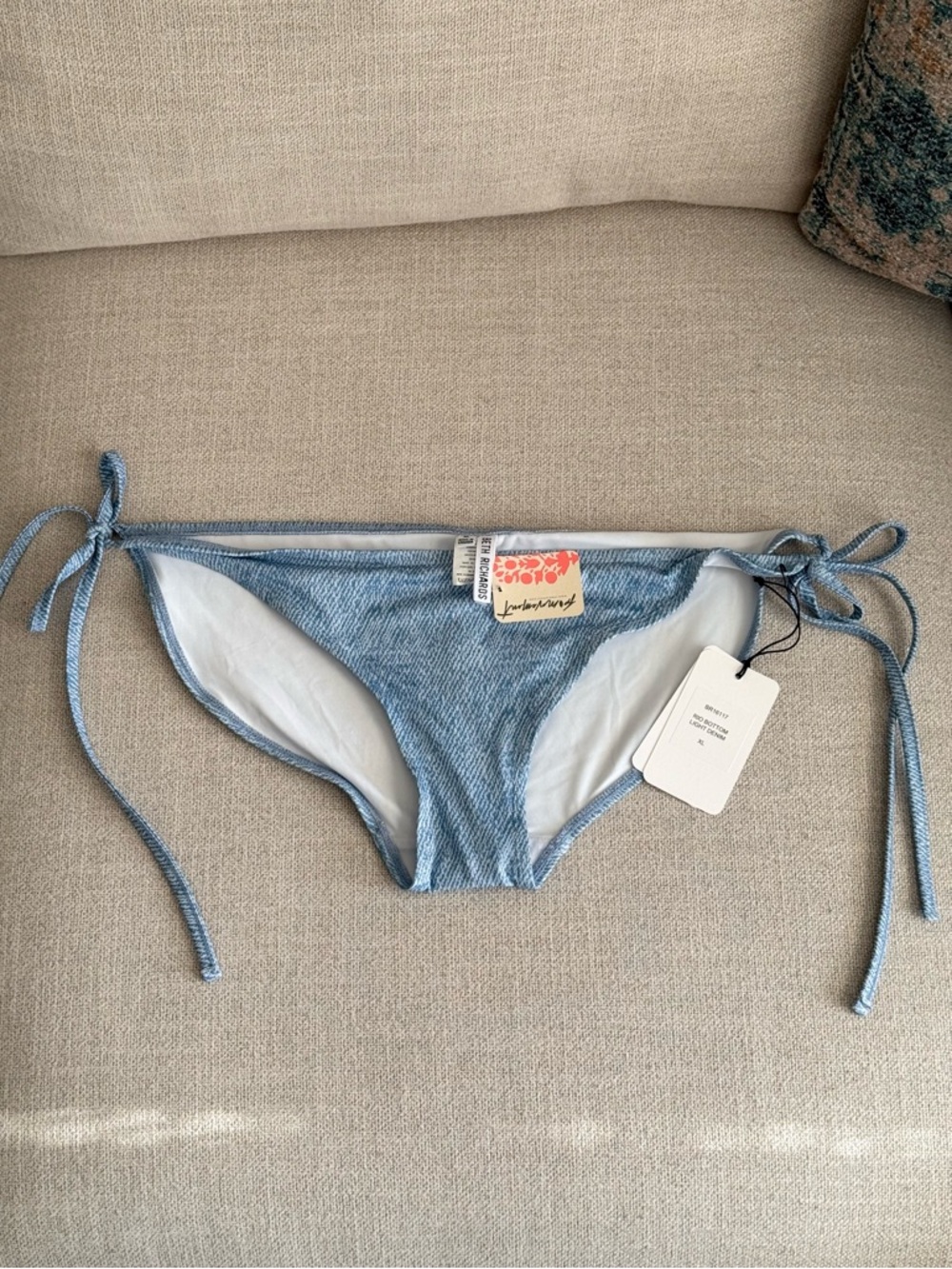 NWT! Beth Richards X Free People Movement Light Blue Tie-Side Bikini Bottom